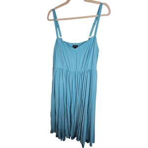 Torrid Dress Babydoll Dress Knee Length Dress V Neck Dress 2X Blue Pleated Dress